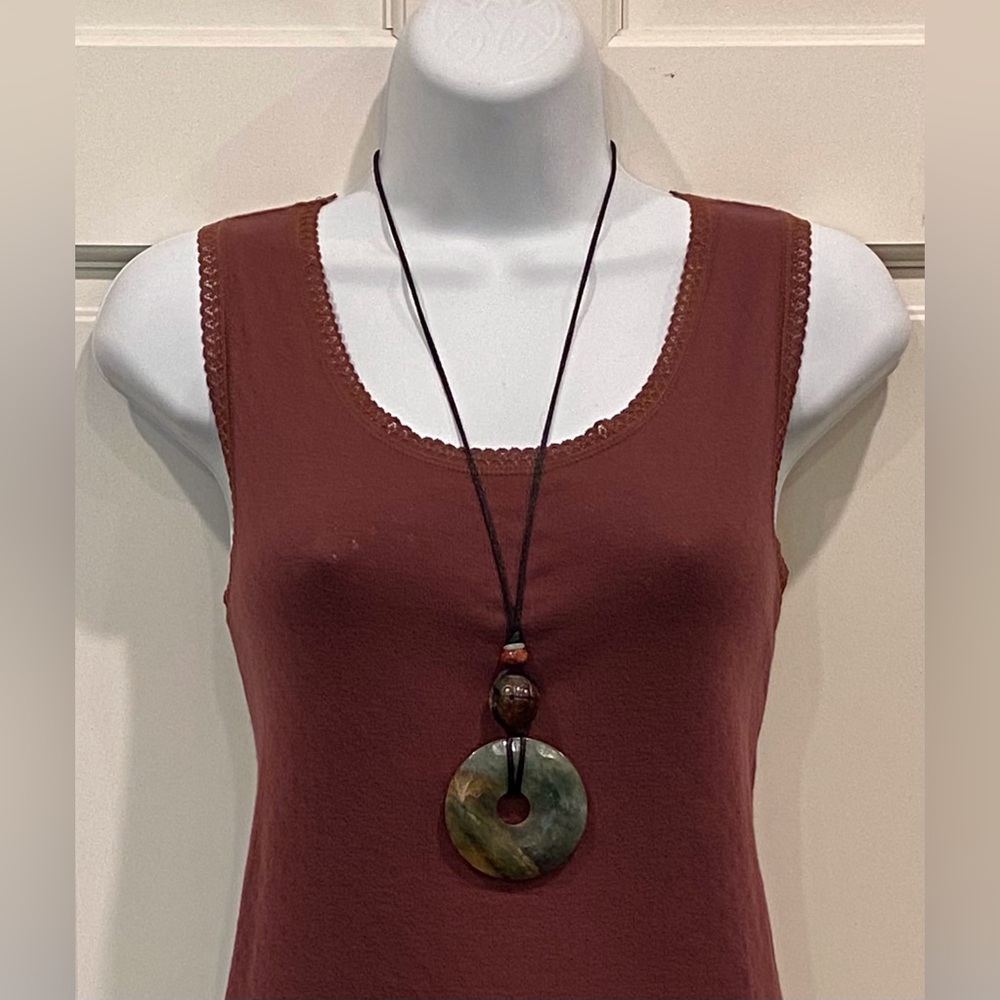 Vintage cut green marble creative necklace - Picture 2 of 9